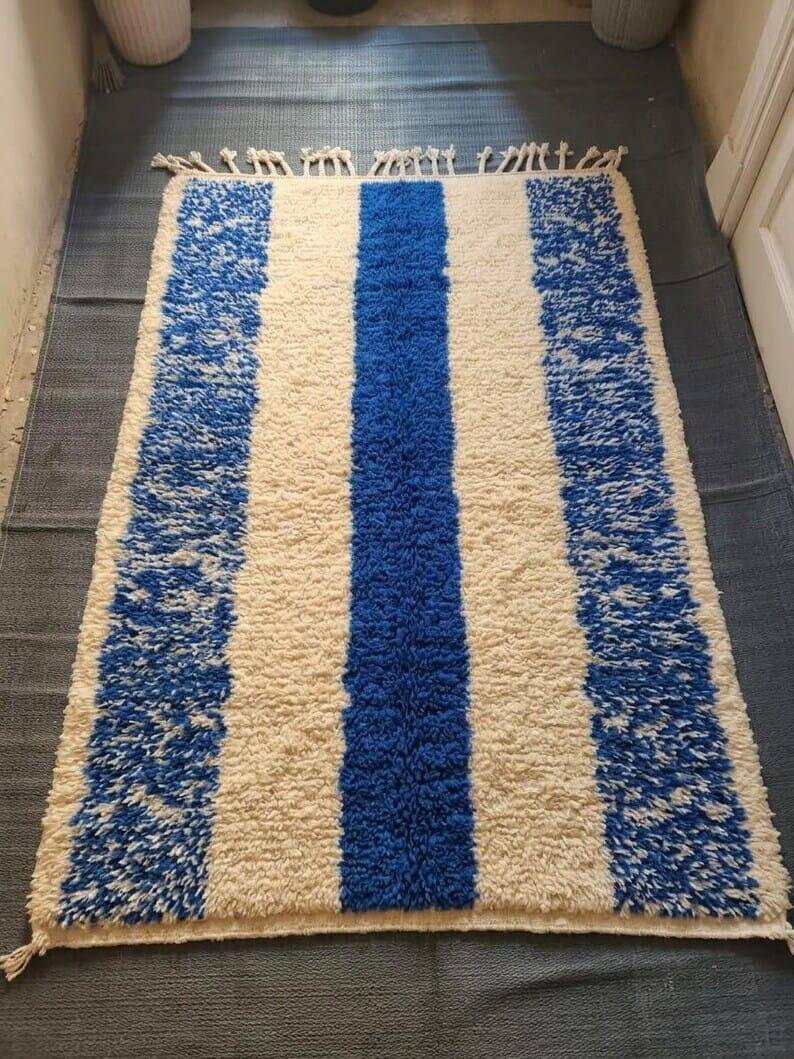 Authentic traditional blue natural wool rug 2.5/3.5 m