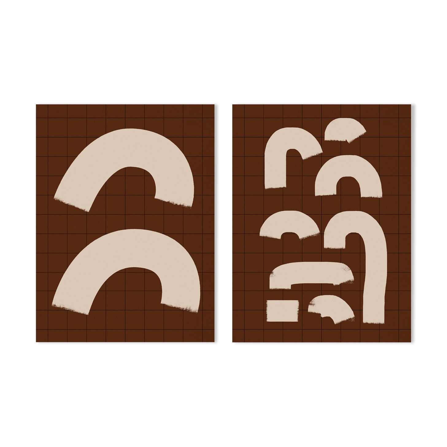 Pair of prints, abstract wall art set of two, 50x70cm