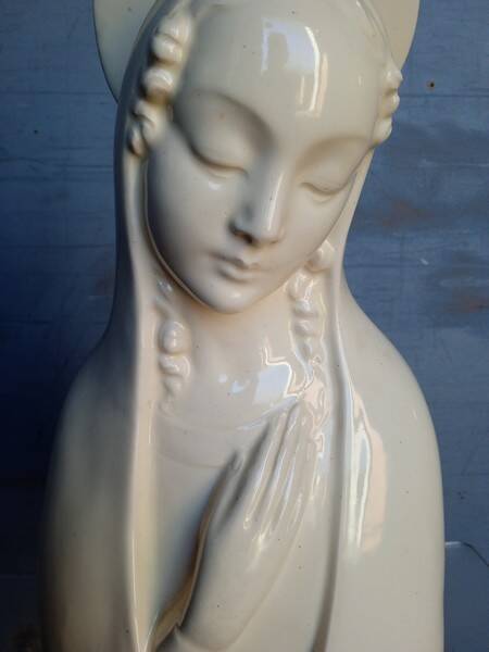 Buste vierge ceramique blanche / ecru ep 1950