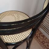 Canned stools black lacquered backrest