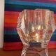 Set of 2 Swedish brutalist frosted glass candle holders.