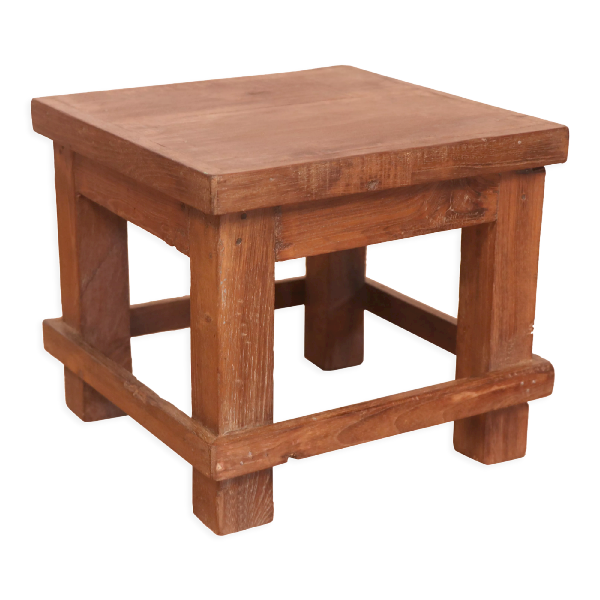 Old small Burmese teak workshop bedside table