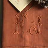 Old cloth in pure washed linen tinted in earthen