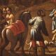 Italian painting landscape with wayfarers from the 18th century