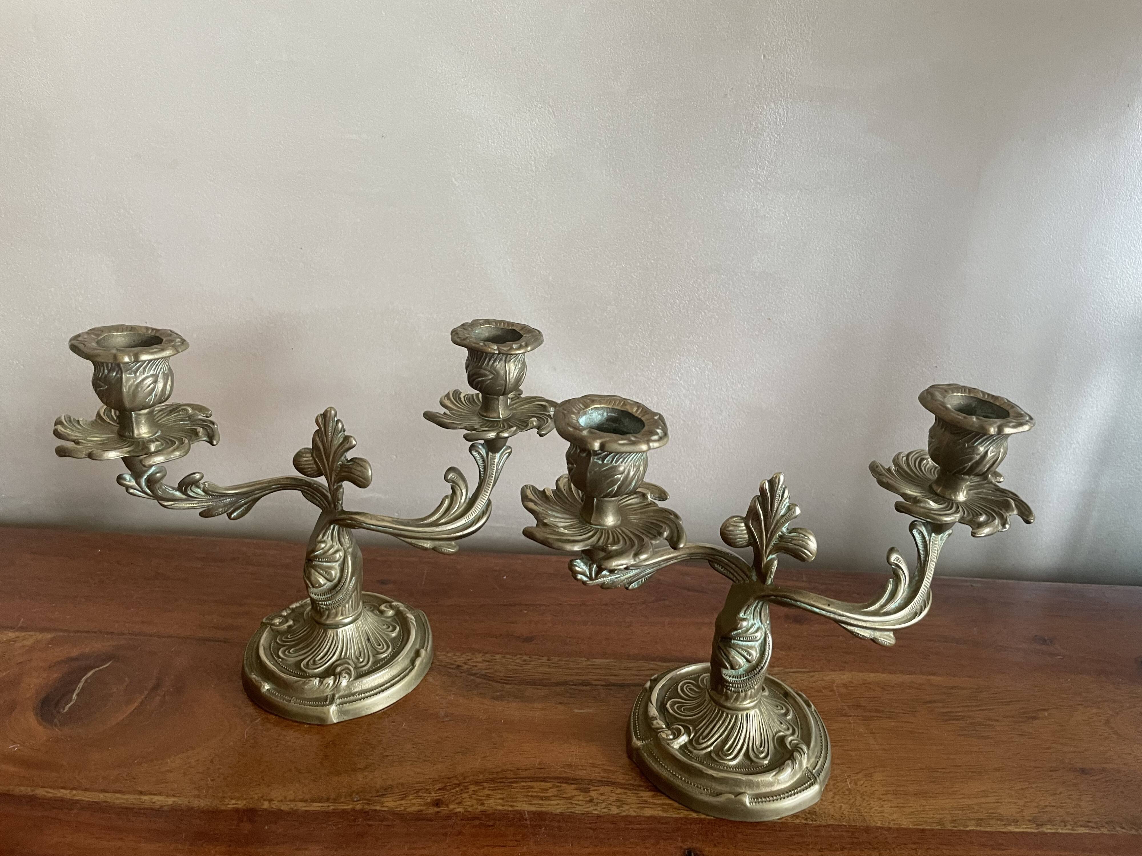 Duo of brass candlesticks