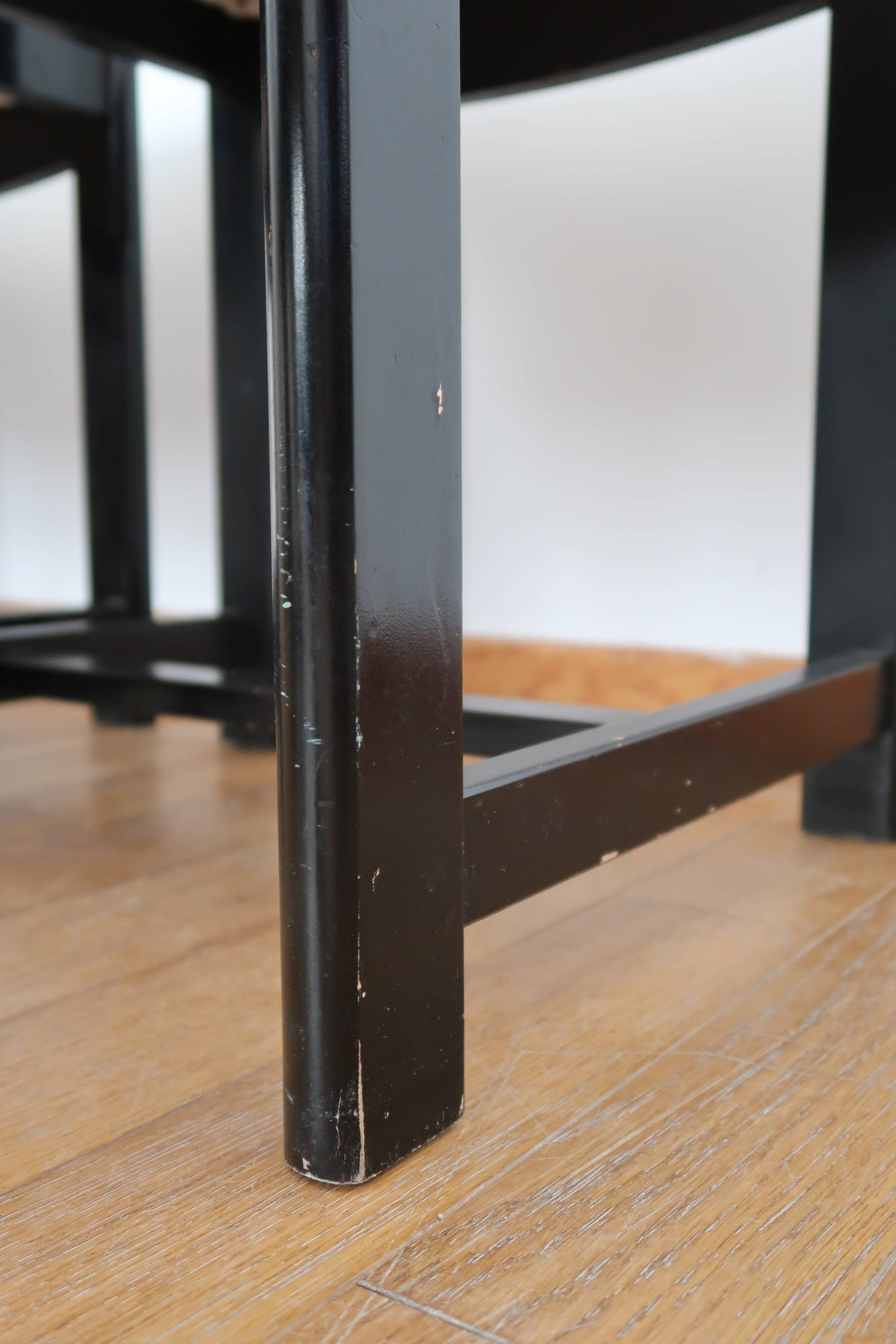 6 black lacquered and terry chairs