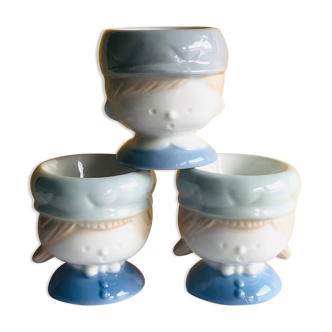 3 coquetiers porcelaine