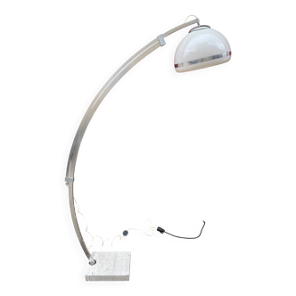 70s design arc floor lamp with travertine base