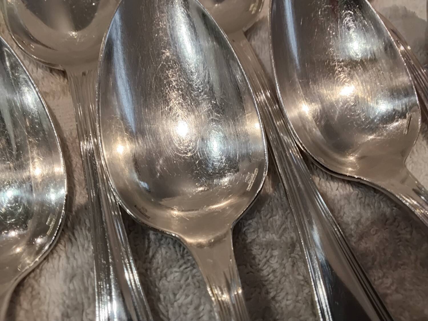 12 silver-plated soup spoons, Christofle goldsmith, Spatours model