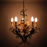 Italian metal flower chandelier, 1960s