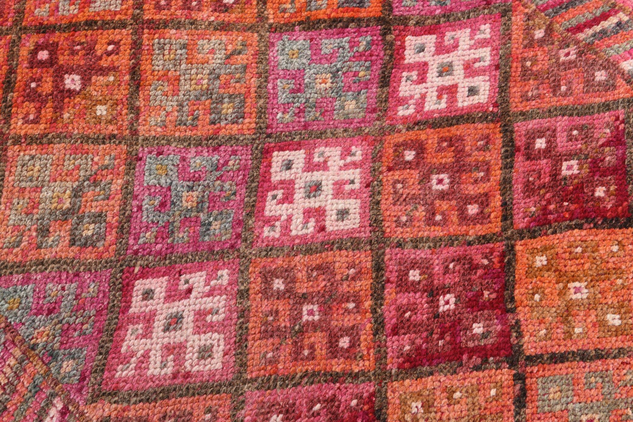 Tapis Couloir Turc Géométrique, Tapis Tribal Vintage, 87x366 Cm