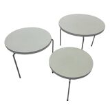 Vintage set of three round side tables nesting tables from the 70s design