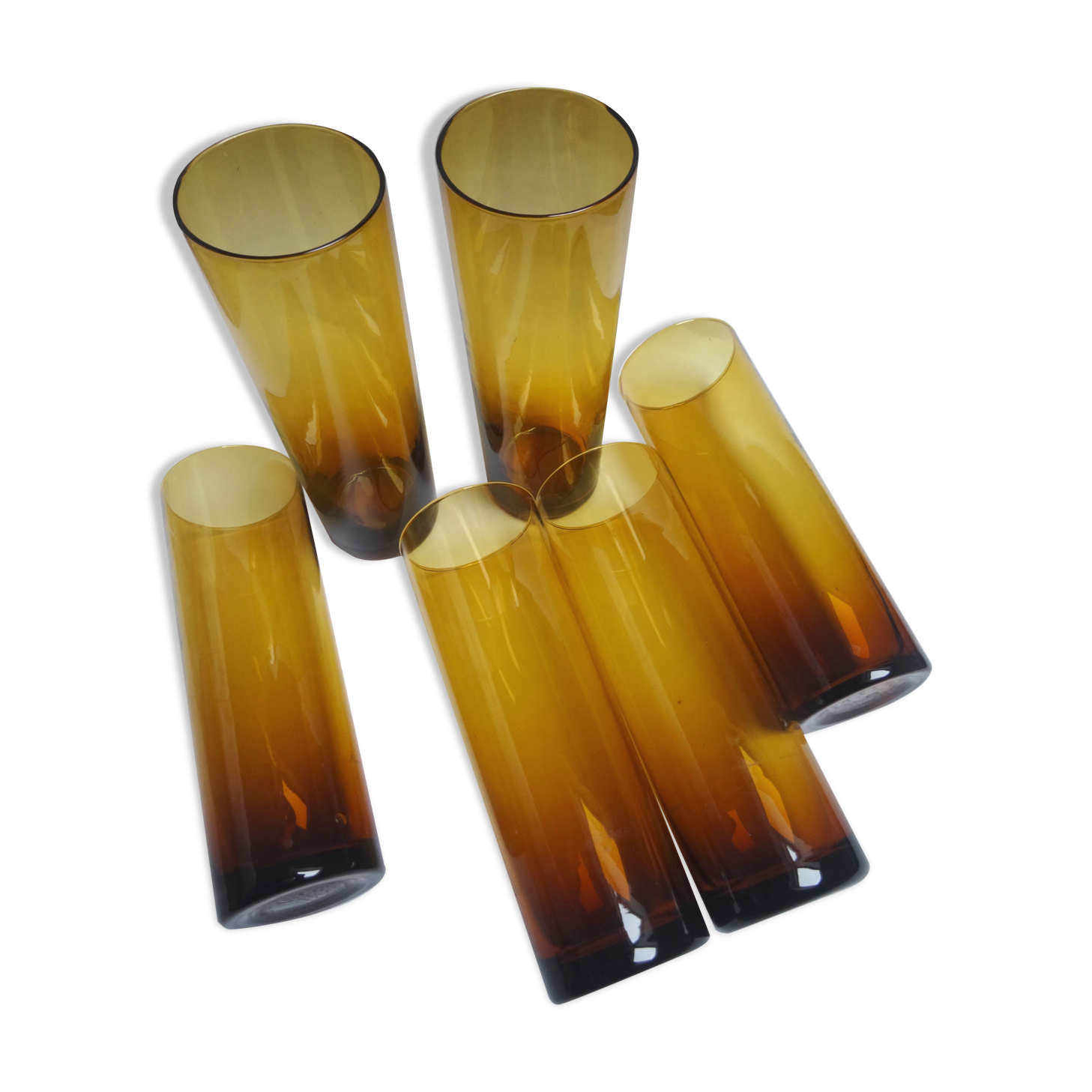 6 high brown glasses