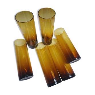 6 high brown glasses