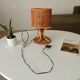 Vintage table lamp in organic style, French Riviera, rattan and caning.