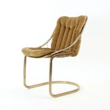 Chaises italiennes vintage en métal doré, Italie années 1970