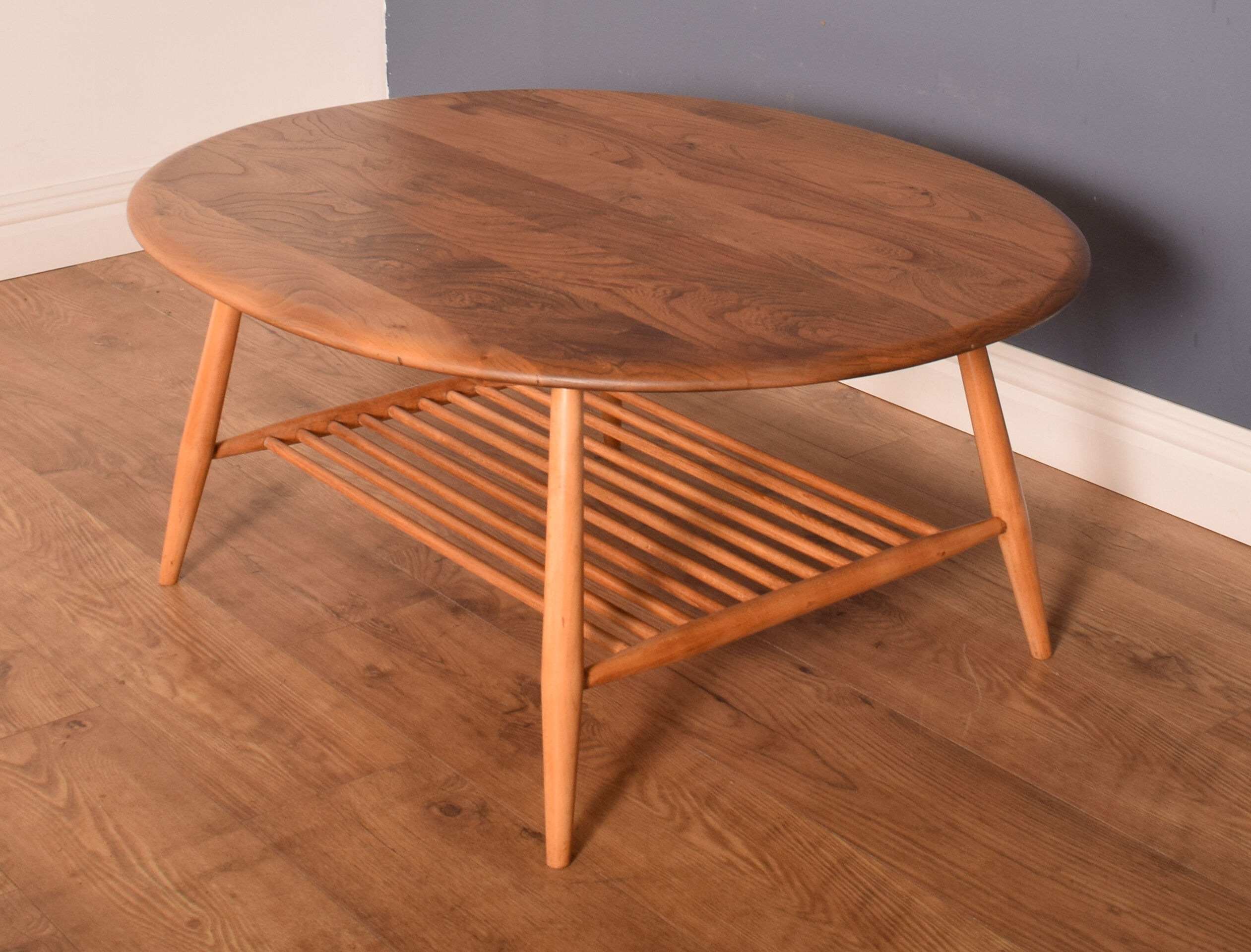 Table à souper ovale vintage vintage elm retro ercol 454 avec porte-magazines