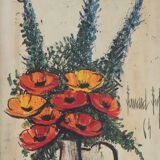 Bernard BUFFET: The bouquet of flowers, lithograph on framed canvas.