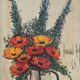 Le bouquet de fleurs, lithographie sur toile encadrée, Bernard Buffet