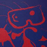 Joan miro: man with a red sun - original signed linocut