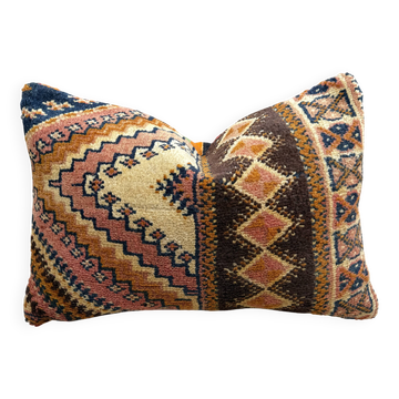 Vintage Berber kilim cushion cover: Moroccan wool cushion 60x40cm