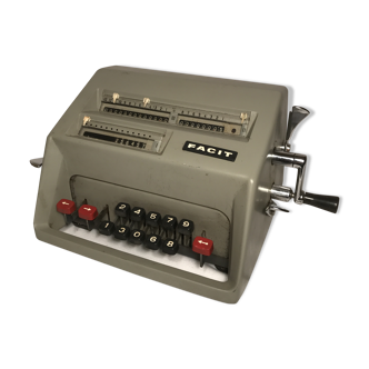 Ancienne machine à calculer Facit ab ci-13 en métal gris des années 50 Sweden vintage