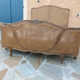 Louis XV style double cane basket bed, mid-20th century