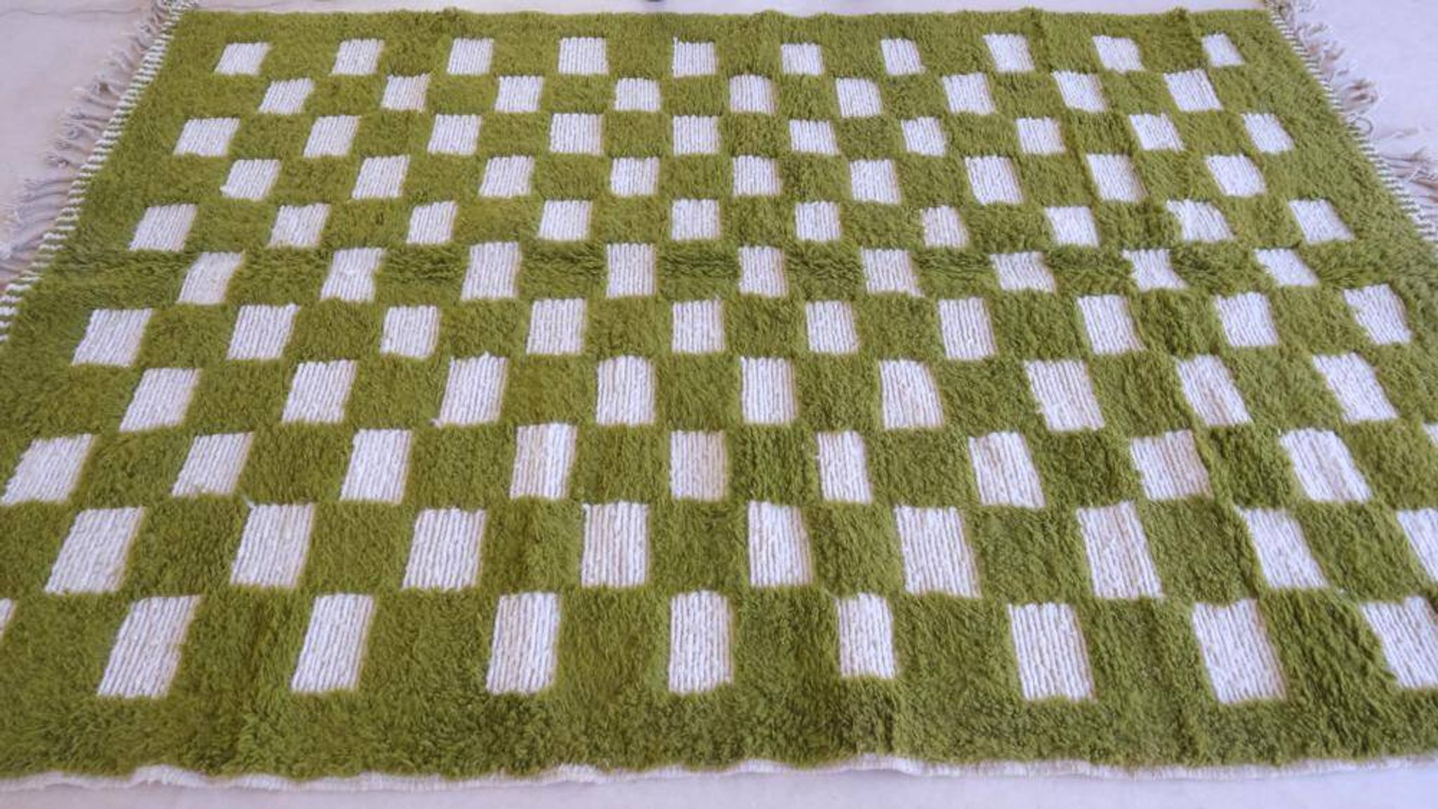 Tapis à carreaux vert - 288 x 184 cm