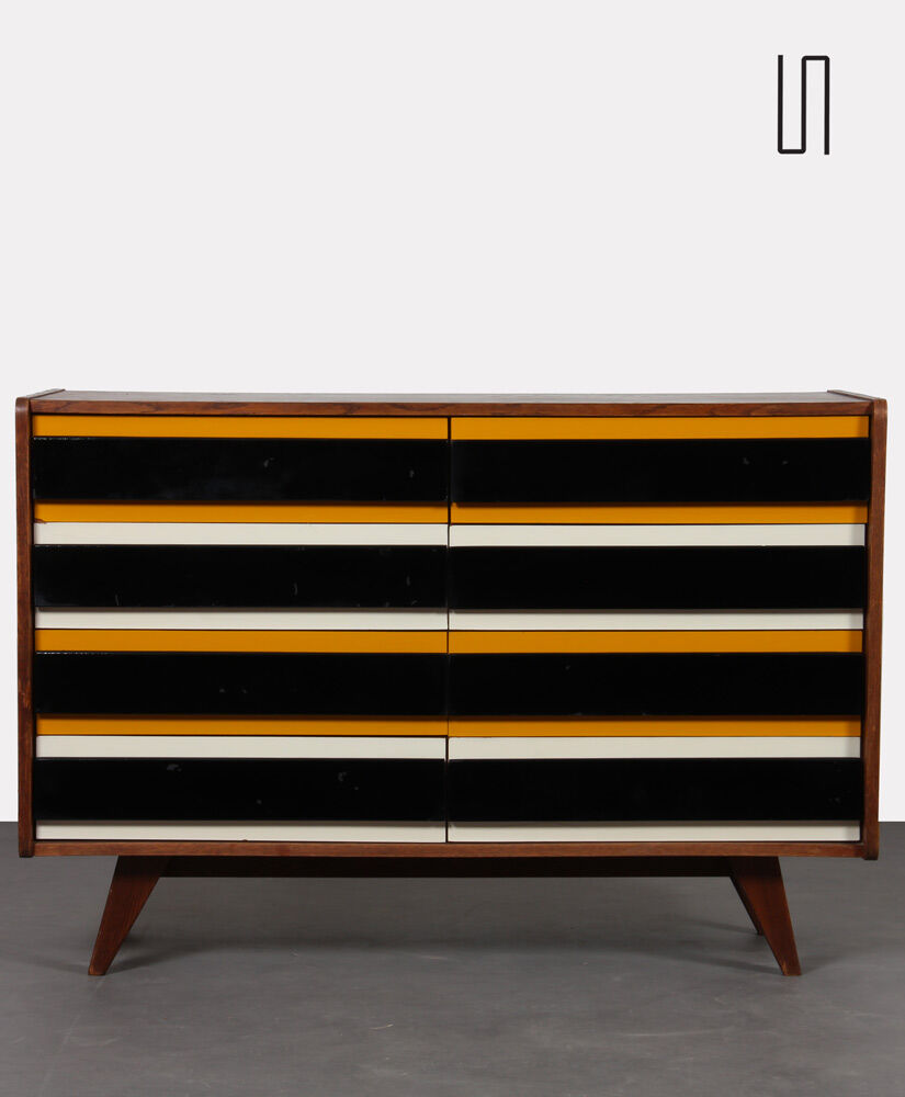 Yellow and black chest of drawers, model U-453, by Jiri Jiroutek, 1960