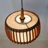 Plafonnier design en teck, années 60-70