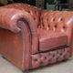 Authentic Vintage Chesterfield Armchair in Burgundy Leather