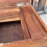 Antique camphor chest made of camphor wood and brass