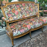 19th-century floral velvet bench