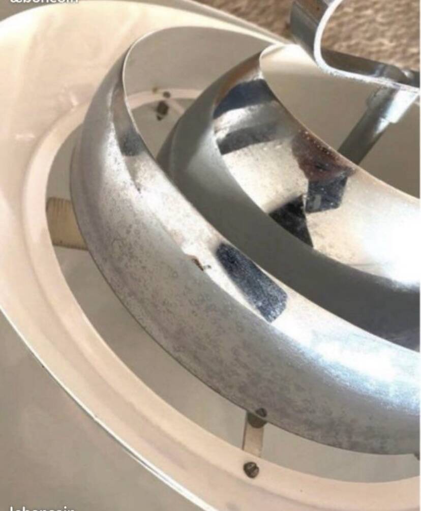 Large Suspension luminaire Space age brushed aluminum chrome design furniture lighting 70