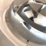 Large Suspension luminaire Space age brushed aluminum chrome design furniture lighting 70