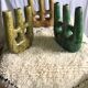 Enamelled terracotta candle holder
