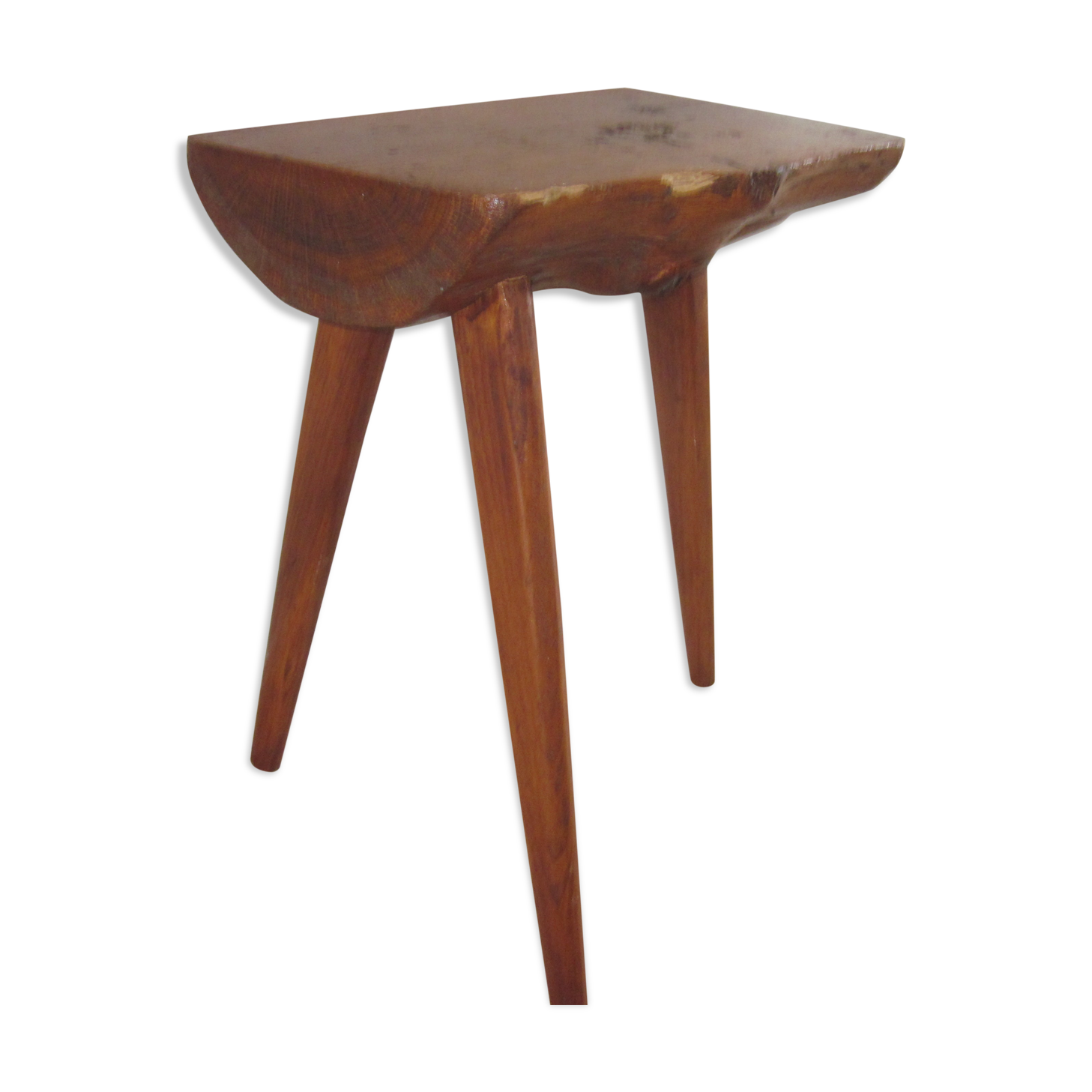 Raw wooden tripod stool