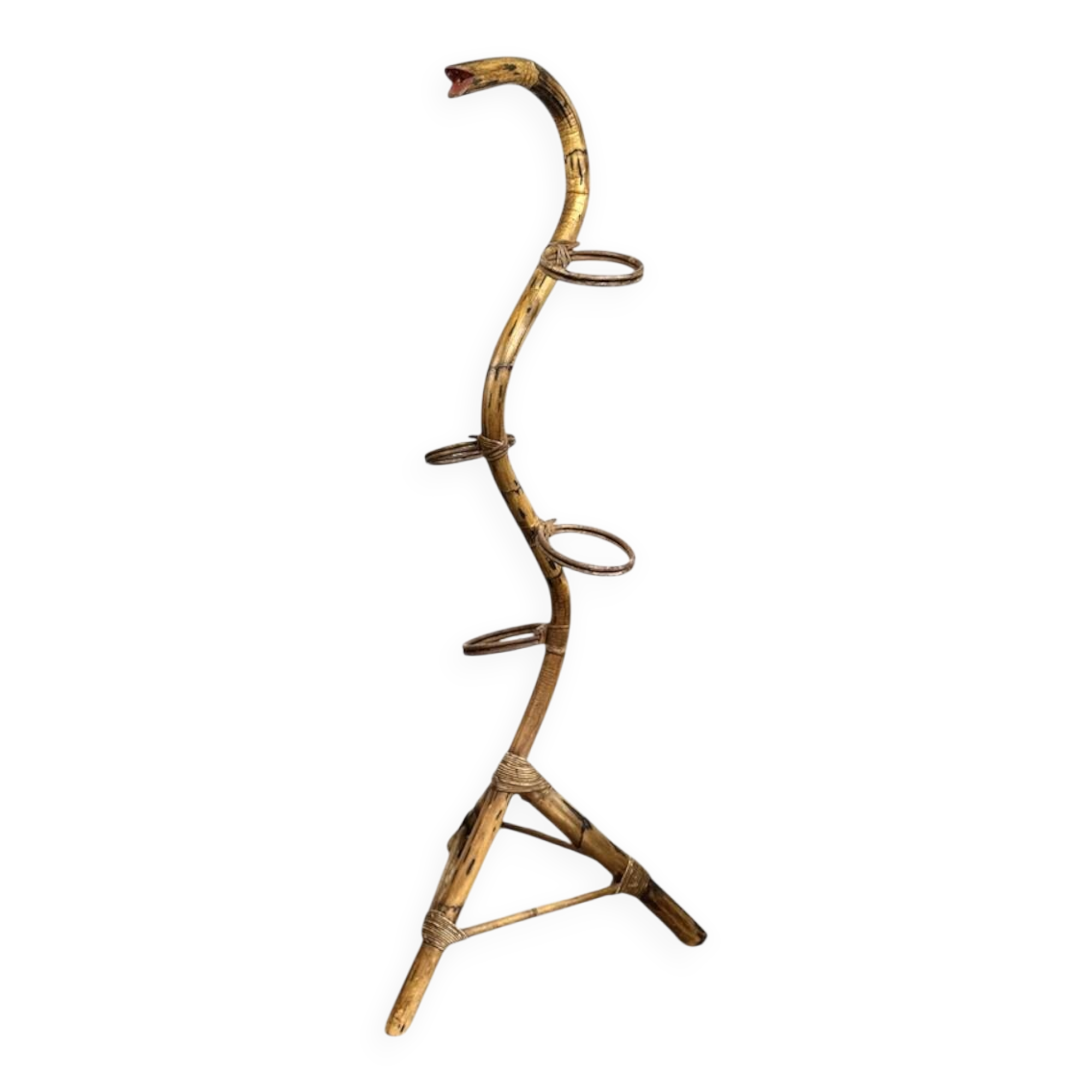 Serpent plant stand in rattan 145 cm