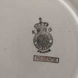set of 8 Lunéville dessert plates, Regency model, green, white and gold