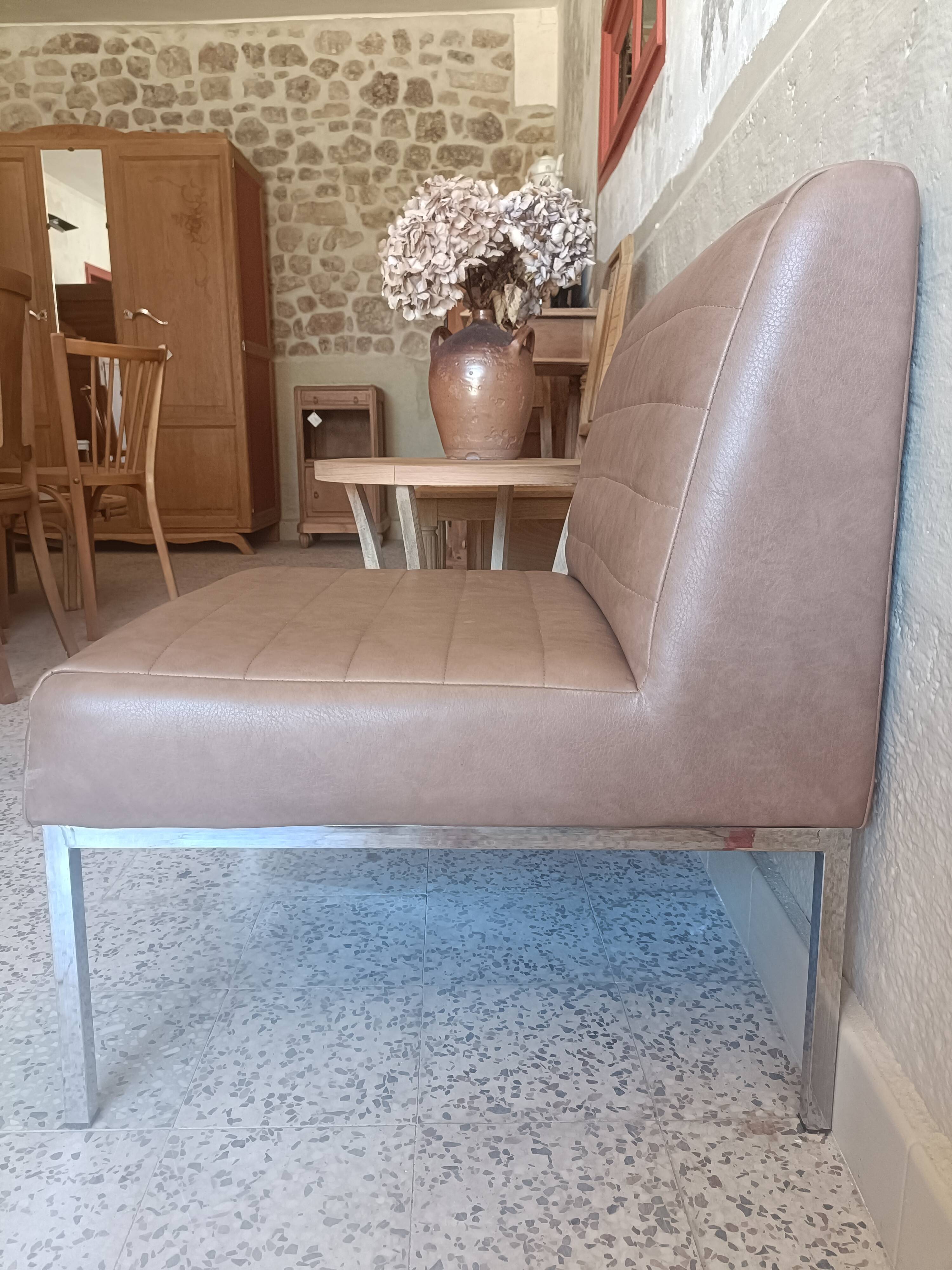 Chauffeuse fauteuil vintage en chrome/skaï