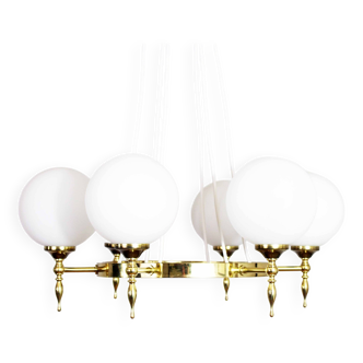 Kaiser Leuchten chandelier in brass and glass