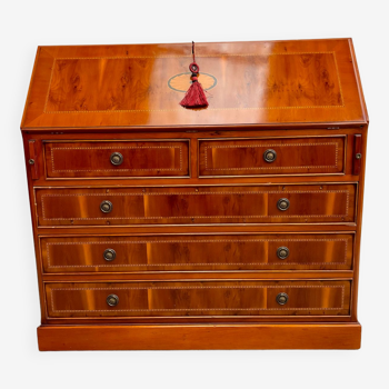 English secretary desk from Marway brand, leather top and precious wood veneer