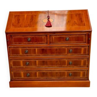 English secretary desk from Marway brand, leather top and precious wood veneer