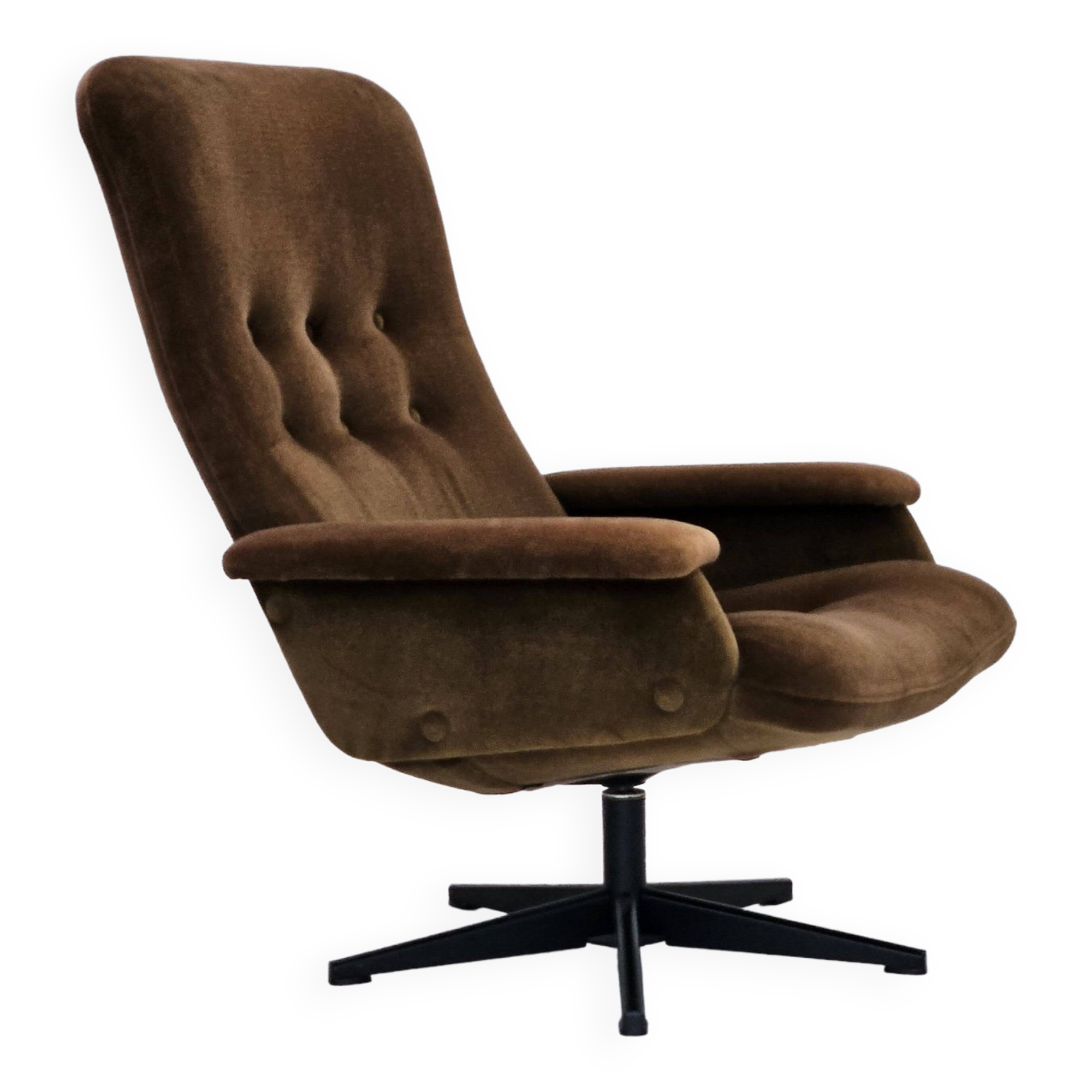 Années 1970, chaise pivotante scandinave vintage, velours, état d'origine.