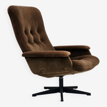 Années 1970, chaise pivotante scandinave vintage, velours, état d'origine.