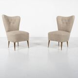 Mid-Century Modern Pair of Beige Italian Chairs, 1950s