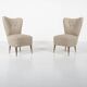Mid-Century Modern Pair of Beige Italian Chairs, 1950s