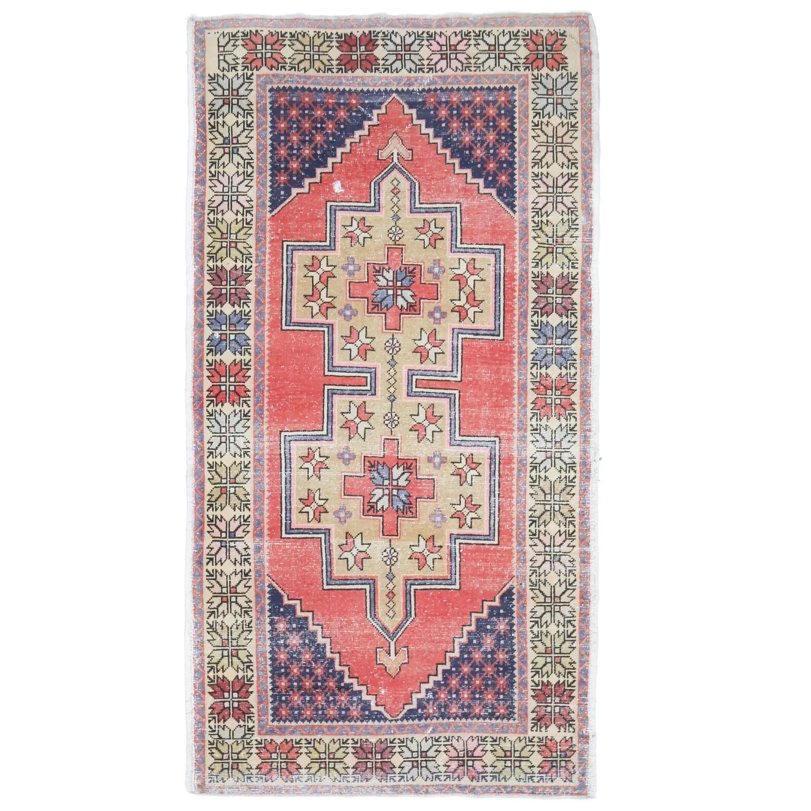 Vintage Turkish Oushak handmade wool cotton pink area rug 131x253