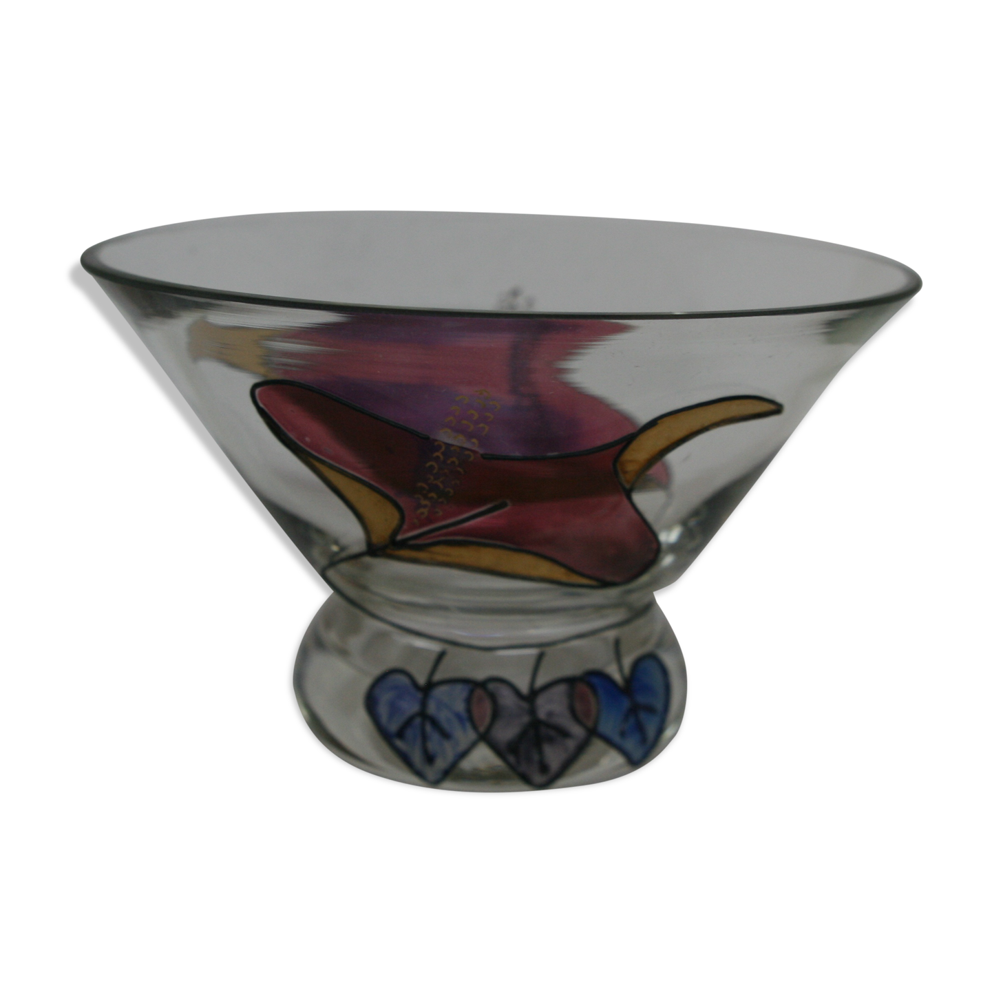 Floral decor evased glass cup