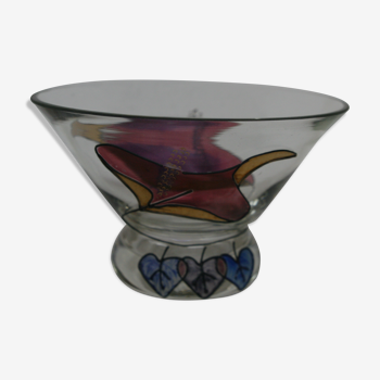 Floral decor evased glass cup